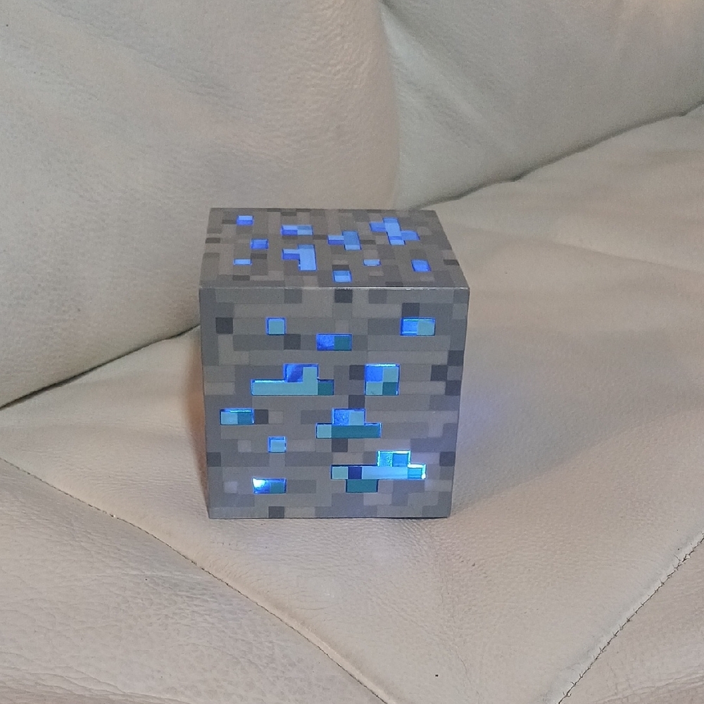 Gray and Blue LED Cube Light. Minecraft Blue
